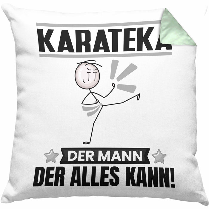 Karateka Kissen mit Füllung 40x40 Geschenk für Karateka Der Mann Der Alles Kann Geschenkidee zum Geburtstag (Grau) Grün Trendation