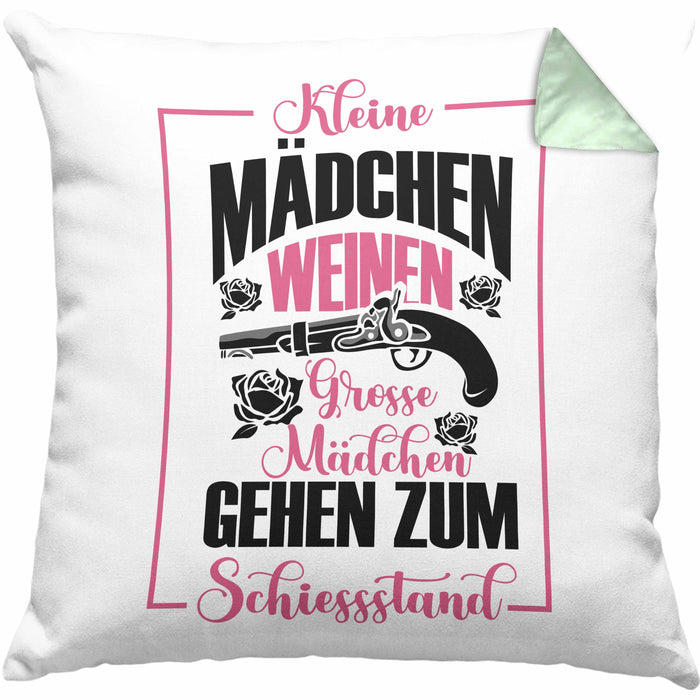 Mädchen Kissen mit Füllung 40x40 Geschenk für schießbegeisterte Mädchen Schützenfest-Fans Mädels (Grau) Grün Trendation