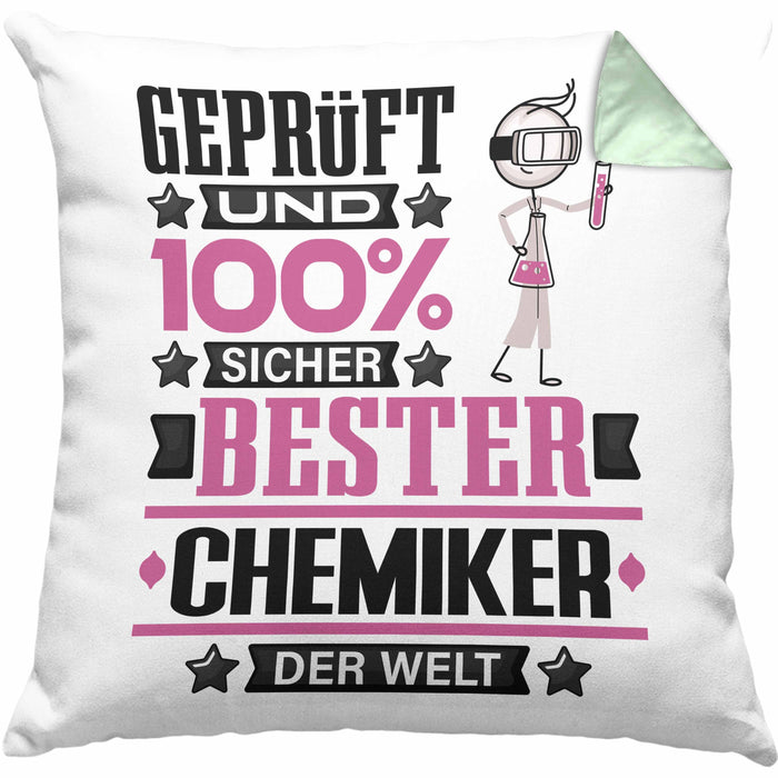 Chemiker Geschenk Lustiger Spruch für Chemiker Geschenkidee Bester Chemiker Der WeltKissen mit Füllung 40x40 (Grau) Grün Trendation