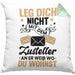 Postbote Paketzusteller Geschenk Kissen mit Füllung 40x40 Spruch Leg Dich Nicht Mit Dem Zusteller An Er Weiß Wo Du Wohnst Briefträger (Grau) Grün Trendation