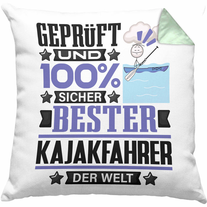 Kajakfahrer Geschenk Lustiger Spruch für Kajakfahrer Geschenkidee Bester Kajakfahrer Der WeltKissen mit Füllung 40x40 (Grau) Grün Trendation