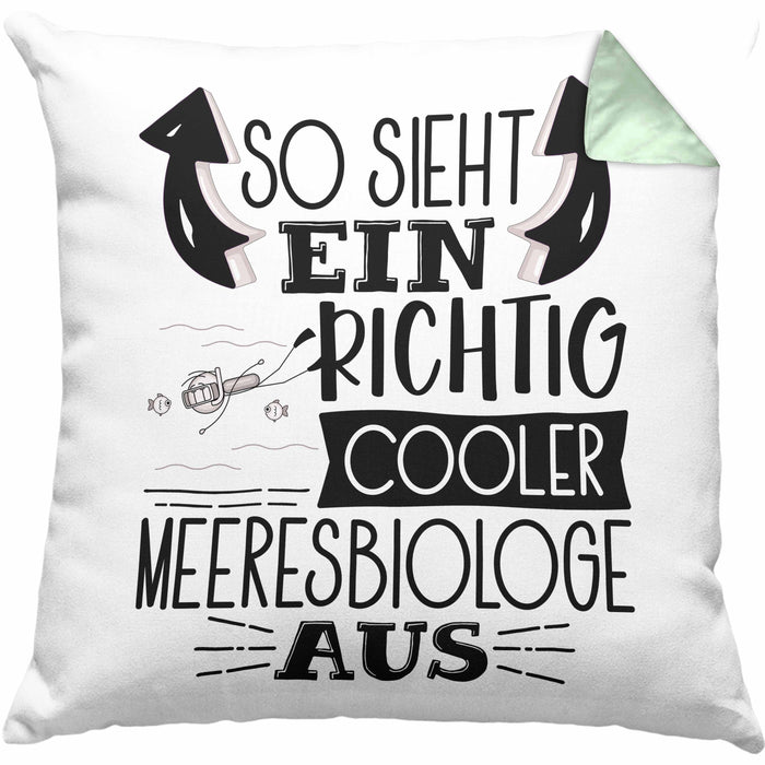 Meeresbiologe Kissen mit Füllung 40x40 So Sieht Ein Richtig Cooler Meeresbiologe Aus Geschenk Lustiger Spruch Geschenkidee (Grau) Grün Trendation