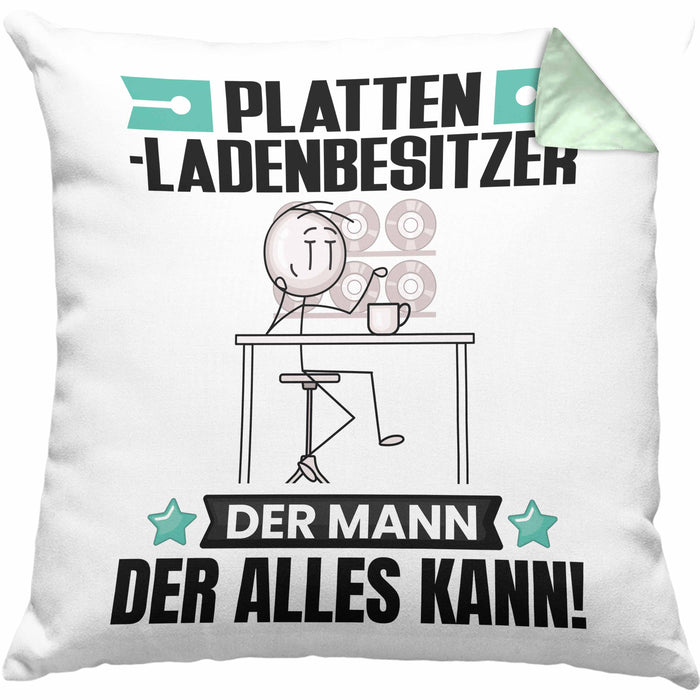 Plattenladenbesitzer Kissen mit Füllung 40x40 Geschenk für Plattenladenbesitzer Der Mann Der Alles Kann Geschenkidee zum Geburtstag (Grau) Grün Trendation