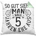 Hölzerne Hochzeit Kissen mit Füllung 40x40 Geschenk Ehemann Ehefrau Partner So Gut Sieht Man Nach 5 Jahren Ehe Aus (Grau) Grün Trendation