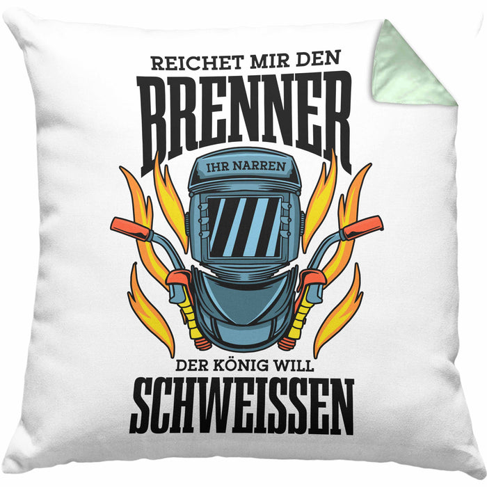 Schweißen Kissen mit Füllung 40x40 Geschenk Schmied Schweißer Geschenkidee Metallbauer (Grau) Grün Trendation