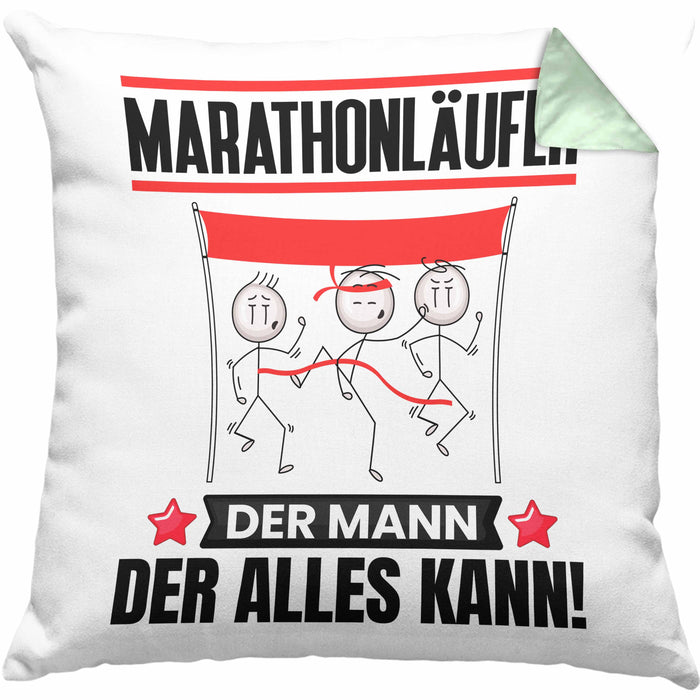 Marathonläufer Kissen mit Füllung 40x40 Geschenk für Marathonläufer Der Mann Der Alles Kann Geschenkidee zum Geburtstag (Grau) Grün Trendation