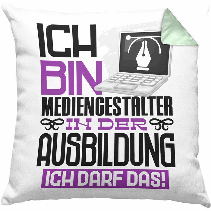 Mediengestalter Ausbildung Kissen mit Füllung 40x40 Geschenk Ich Bin Mediengestalter In Der Ausbildung Ich Darf Das Geschenkidee Spruch (Grau) Grün Trendation