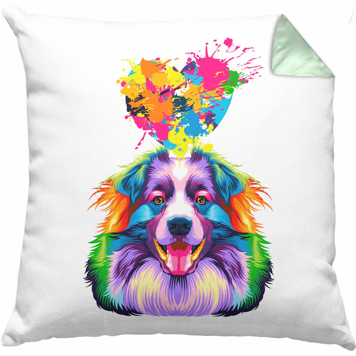 Australian Shepherd Herz Farbe Besitzer Kissen mit Füllung 40x40 Geschenk Lustiger Spruch Geschenkidee Australian Shepherd Liebhaber (Grau) Grün Trendation
