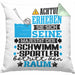 Schwimmsportler Geschenk Kissen mit Füllung 40x40 Lustiger Spruch Erheben Sie Sich Der Schwimmsportler Betritt den Raum (Grau) Grün Trendation