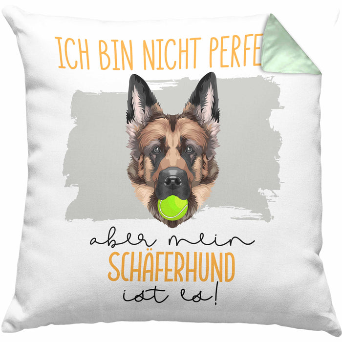 Schäferhund Besitzer Kissen mit Füllung 40x40 Geschenk Lustiger Spruch Geschenkidee Besitzerin Ich Bin Nicht toll Aber Mein Schäferhund Ist Es (Grau) Grün Trendation