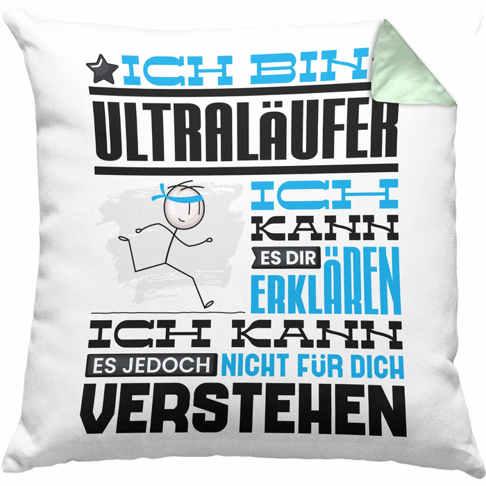 Ultraläufer Geschenk Kaffee-Kissen mit Füllung 40x40 Geschenkidee für Ultraläufer Ich Bin Ultraläufer Ich Kann Es Dir Erklären Jedoch Nicht Für Dich Verstehen Spruch Lustig (Grau) Grün Trendation