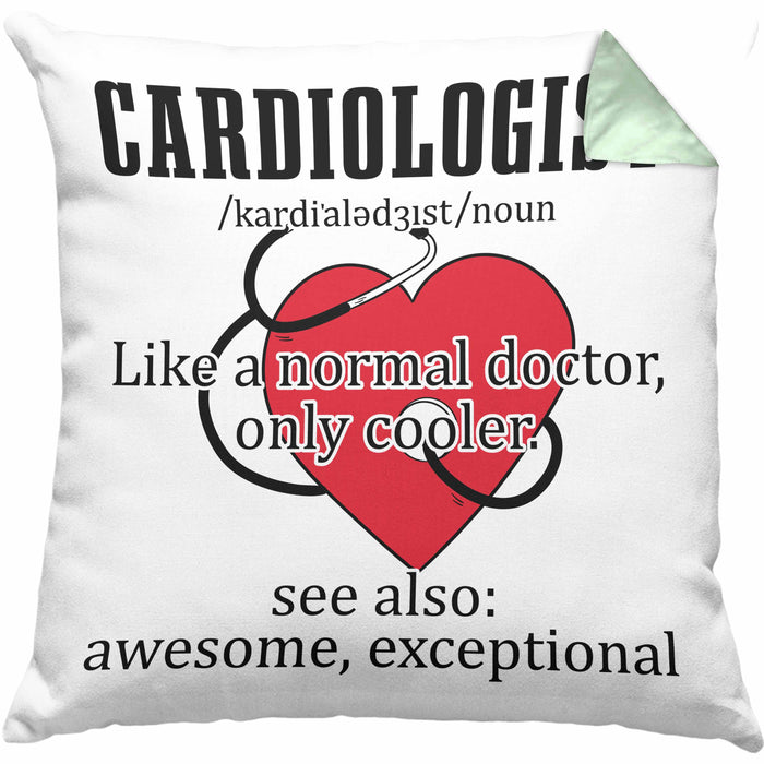 Kardiologe Geschenk Kissen mit Füllung 40x40 Cardiologist Definition Ekg Herz Kardiologie (Grau) Grün Trendation
