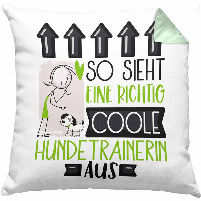 Hundetrainerin Geschenk Kissen mit Füllung 40x40 Lustig Geschenkidee für Hundetrainerin Geburtstag So Sieht Eine Richtig Coole Hundetrainerin Aus Frauen Spruch (Grau) Grün Trendation