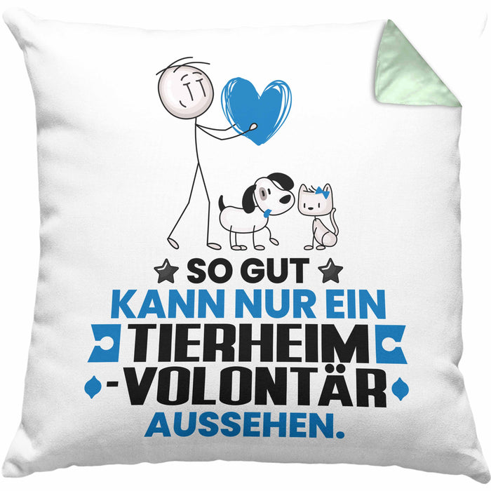 Tierheimvolontär Geschenk Kissen mit Füllung 40x40 So Gut Kann Nur Ein Tierheimvolontär Aussehen Geschenkidee (Grau) Grün Trendation