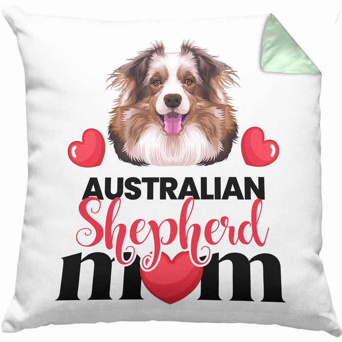 Australian Shepherd Besitzer Mom Mama Kissen mit Füllung 40x40 Geschenk Lustiger Spruch Geschenkidee Australian Shepherd Besitzerin (Grau) Grün Trendation