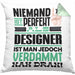 Designer Geschenk Kissen mit Füllung 40x40 Lustige Geschenkidee für Designer Geburtstag Niemand Ist Perfekt Aber Als Designer Ist Man Nah Dran (Grau) Grün Trendation