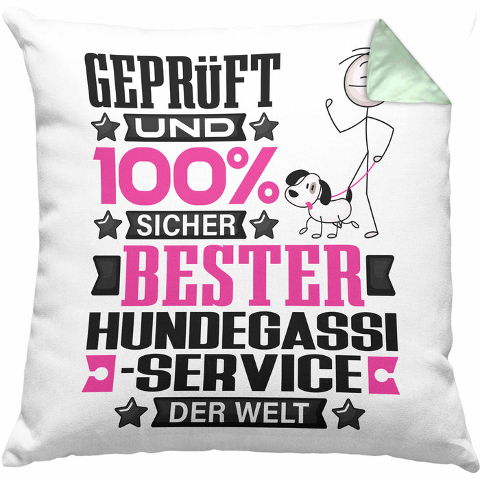 Hundegassi-Service Geschenk Lustiger Spruch für Hundegassi-Service Geschenkidee Bester Hundegassi-Service Der WeltKissen mit Füllung 40x40 (Grau) Grün Trendation