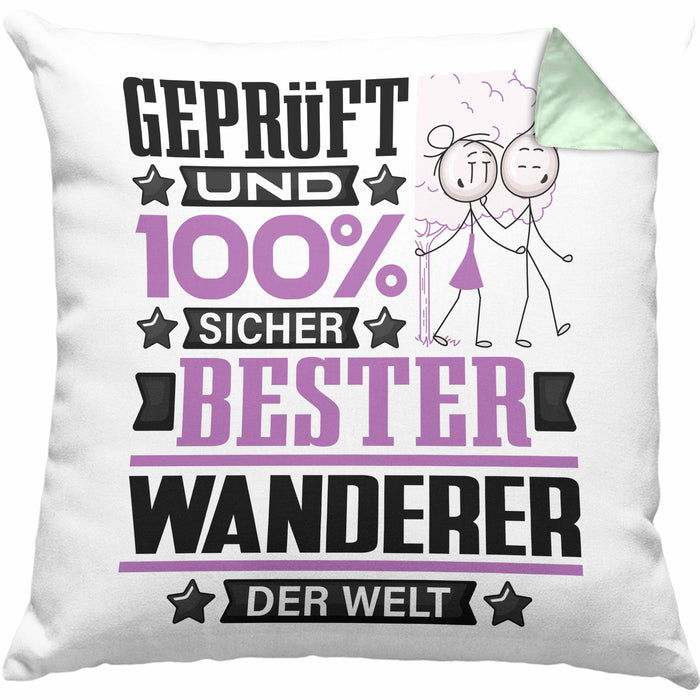 Wandern Geschenk Lustiger Spruch für Wandern Geschenkidee Bester Wandern Der WeltKissen mit Füllung 40x40 (Grau) Grün Trendation