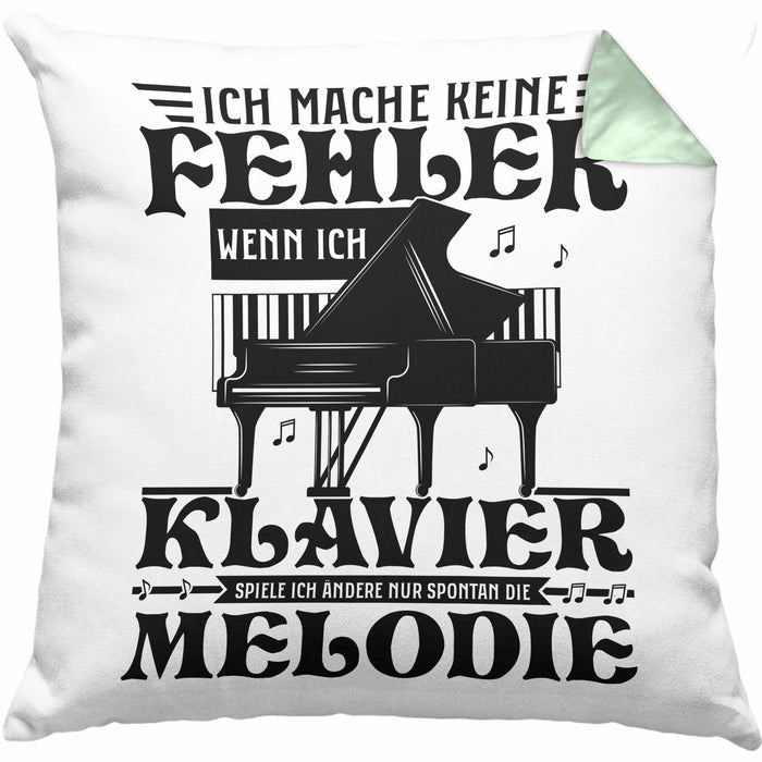 Klavier-Spieler Kissen mit Füllung 40x40 Geschenk Klavier Geschenkidee Flügel Musiker Ich Mache Keine Fehler Wenn Ich Klavier Spiele (Grau) Grün Trendation