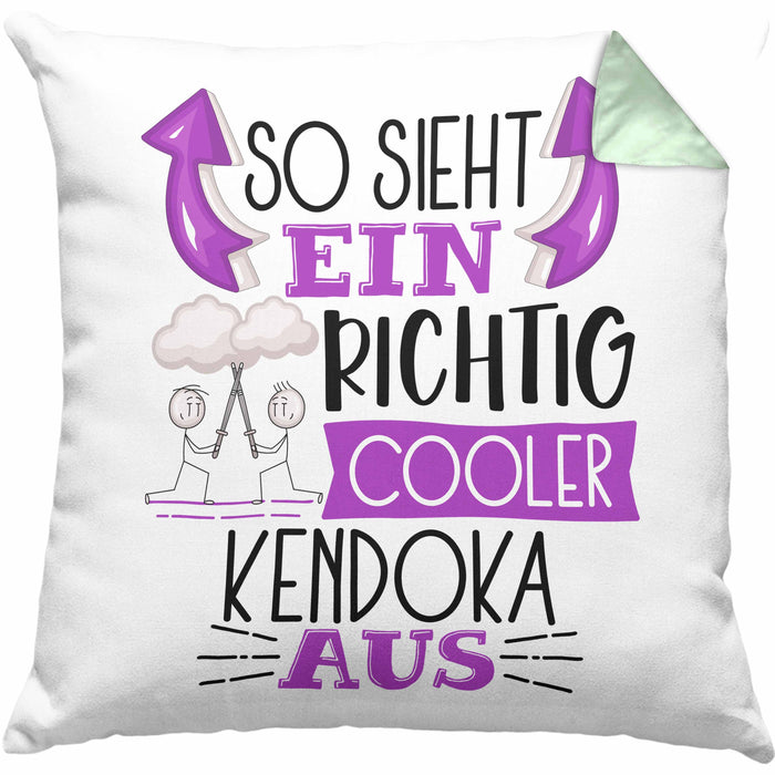 So Sieht Ein Richtig Cooler Kendoka Aus Geschenk Kissen mit Füllung 40x40 Lustiger Spruch Geschenkidee (Grau) Grün Trendation