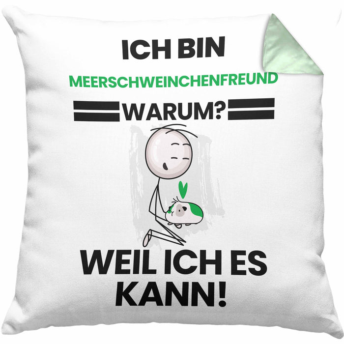 Meerschweinchenfreund Geschenk Kissen mit Füllung 40x40 Lustiger Spruch Ich Bin Meerschweinchenfreund Warum Weil Ich Es Kann Geschenkidee Bester Meerschweinchenfreund Geburtstag (Grau) Grün Trendation