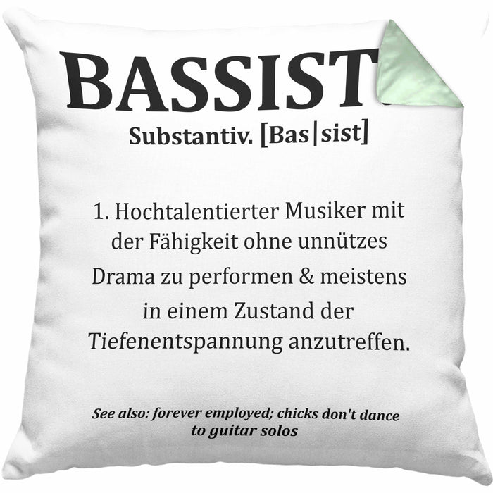 Bassist Kissen mit Füllung 40x40 Geschenk Bass-Spieler Geschenkidee Bassist Definition (Grau) Grün Trendation