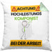 Komponist Kissen mit Füllung 40x40 Geschenk Lustiger Spruch Geschenkidee für Komponist Achtung Hochleistungs Komponist Bei Der Arbeit (Grau) Grün Trendation