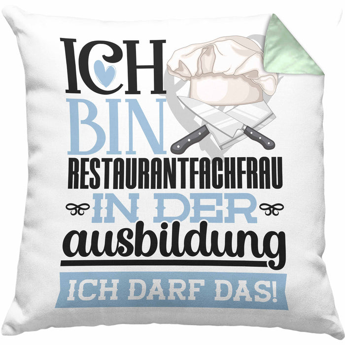 Restaurantfachfrau Ausbildung Start Geschenk Kissen mit Füllung 40x40 Ich Bin Restaurantfachfrau In Der Ausbildung Ich Darf Das Geschenkidee (Grau) Grün Trendation
