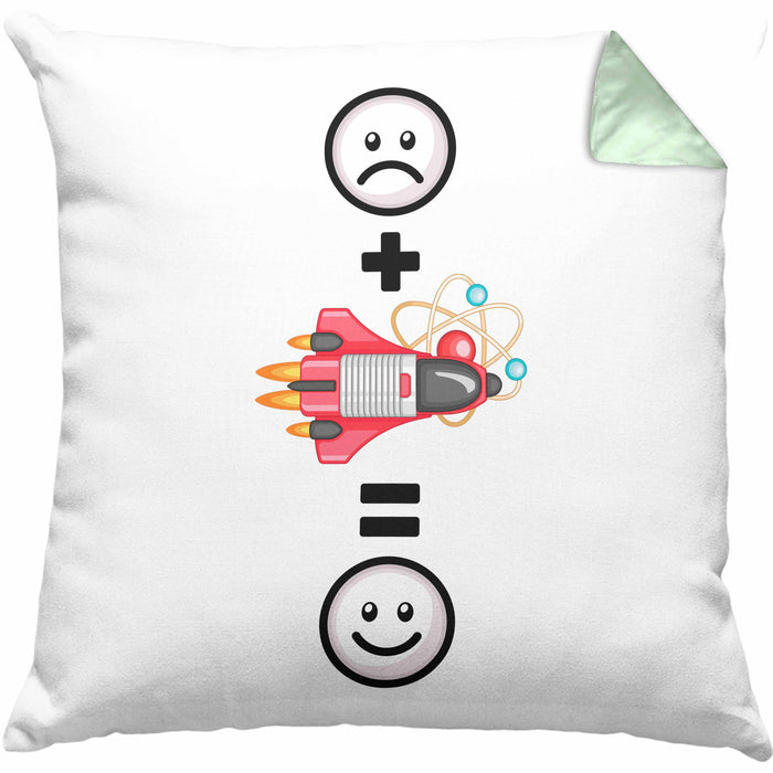Astrophysik Kissen mit Füllung 40x40 Geschenk für Raketenwissenschaftler Lustige Geschenkidee :( + Rakete = :) (Grau) Grün Trendation
