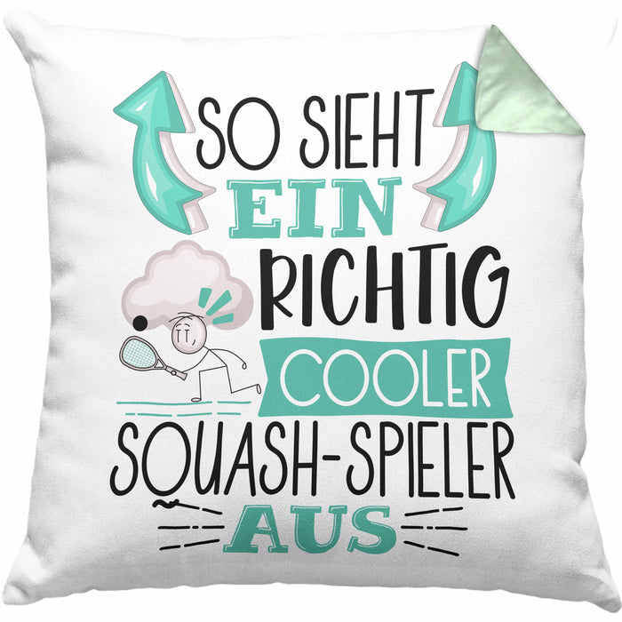 So Sieht Ein Richtig Cooler Squash-Spieler Aus Geschenk Kissen mit Füllung 40x40 Lustiger Spruch Geschenkidee (Grau) Grün Trendation