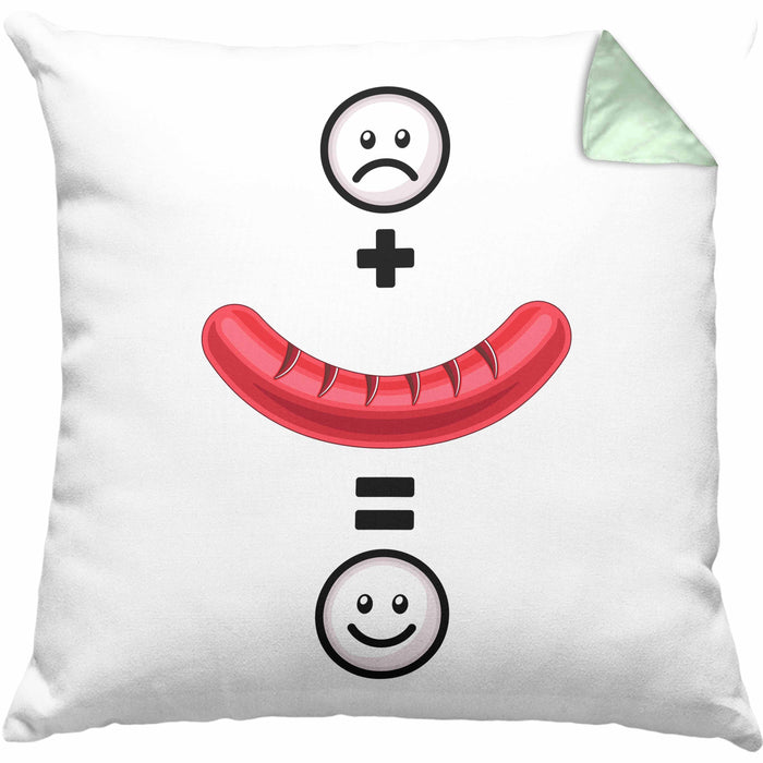 Wurst Kissen mit Füllung 40x40 Geschenk für Griller Wurst :( + Wurst = :) Lustige Geschenkidee Geburtstag (Grau) Grün Trendation