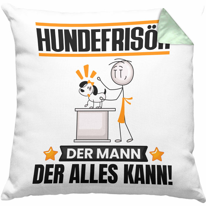 Hundefrisör Kissen mit Füllung 40x40 Geschenk für Hundefrisör Der Mann Der Alles Kann Geschenkidee zum Geburtstag (Grau) Grün Trendation