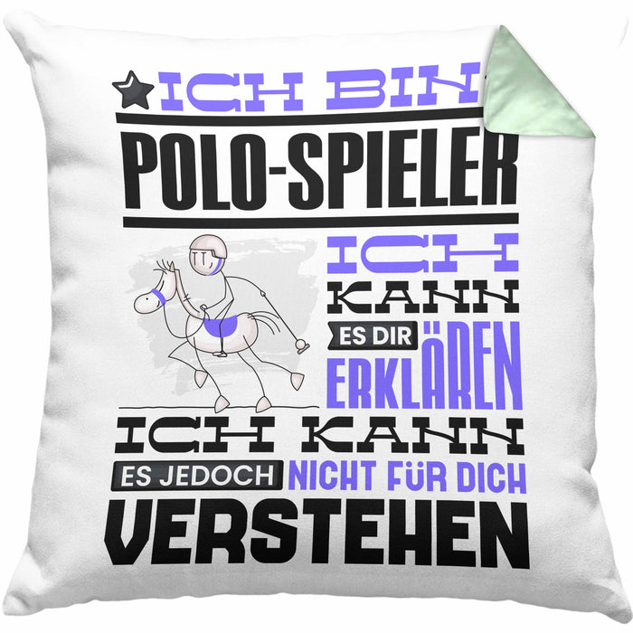 Polo-Spieler Geschenk Kaffee-Kissen mit Füllung 40x40 Geschenkidee für Polo-Spieler Ich Bin Polo-Spieler Ich Kann Es Dir Erklären Jedoch Nicht Für Dich Verstehen Spruch Lustig (Grau) Grün Trendation