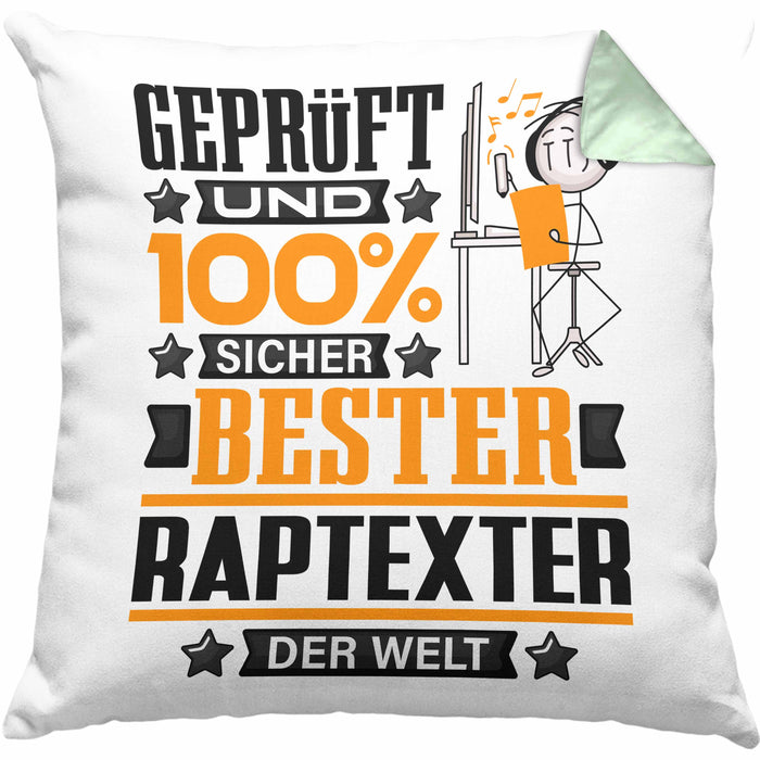 Raptexter Geschenk Lustiger Spruch für Raptexter Geschenkidee Bester Raptexter Der WeltKissen mit Füllung 40x40 (Grau) Grün Trendation