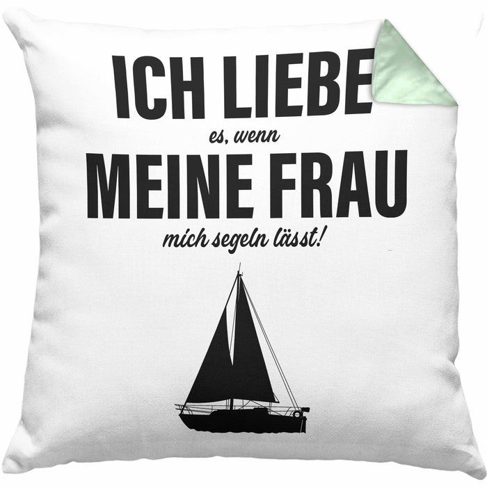 Kissen mit Füllung 40x40 für Segler Geschenke Männer Kissen mit Füllung 40x40 Geschenkideen Zubehör Gadgeds Segeln Lustig (Grau) Grün Trendation