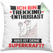 Trekking-Enthusiast Kissen mit Füllung 40x40 Geschenk für Trekking-Enthusiast Geburtstag Lustiger Spruch Was Ist Deine Superkraft (Grau) Grün Trendation