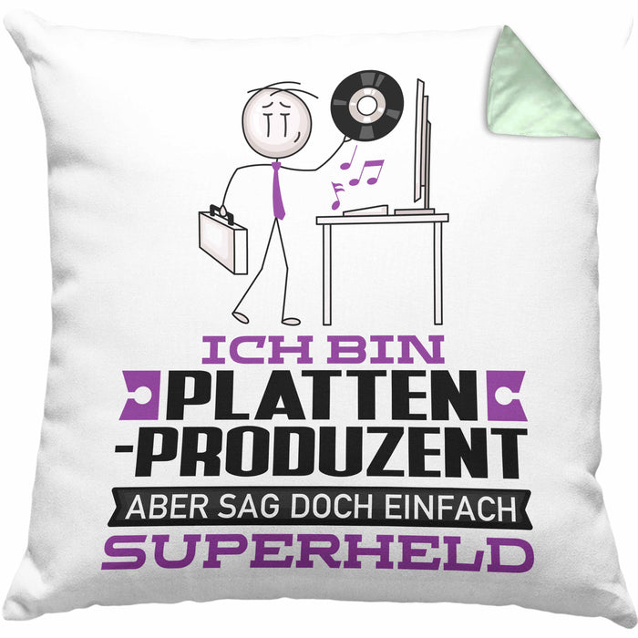 Plattenproduzent Geschenk Kissen mit Füllung 40x40 Ich Bin Plattenproduzent Aber Sag Doch Einfach Superheld Lustige Geschenkdiee für Plattenproduzent (Grau) Grün Trendation