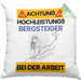 Bergsteiger Kissen mit Füllung 40x40 Geschenk Lustiger Spruch Geschenkidee für Bergsteiger Achtung Hochleistungs Bergsteiger Bei Der Arbeit (Grau) Grün Trendation