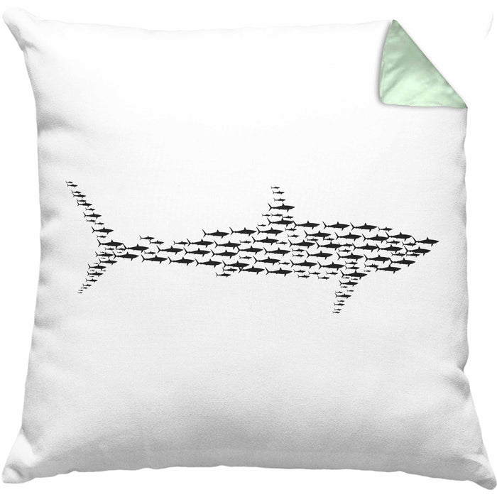 Kissen mit Füllung 40x40 mit Haifisch-Grafik als Geschenkidee Haifisch Haise Geschenk (Grau) Grün Trendation