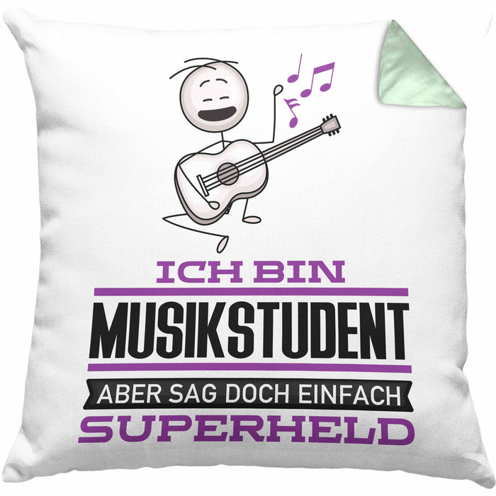Musikstudent Geschenk Kissen mit Füllung 40x40 Ich Bin Musikstudent Aber Sag Doch Einfach Superheld Lustige Geschenkdiee für Musikstudent (Grau) Grün Trendation