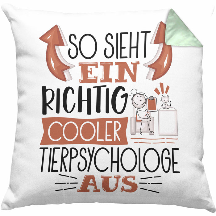 Tierpsychologe Kissen mit Füllung 40x40 So Sieht Ein Richtig Cooler Tierpsychologe Aus Geschenk Lustiger Spruch Geschenkidee (Grau) Grün Trendation