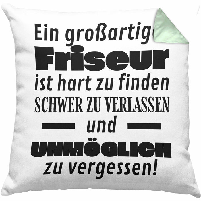 Friseur Abschied Geschenk Kissen mit Füllung 40x40 Abschiedsgeschenk für Friseur Hart Zu Finden Schwer Zu Verlassen (Grau) Grün Trendation