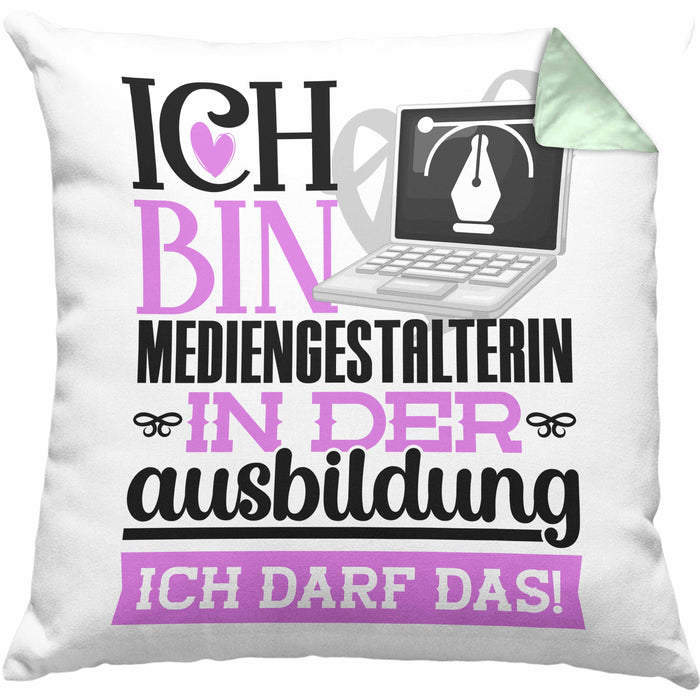 Mediengestalterin Ausbildung Start Geschenk Kissen mit Füllung 40x40 Ich Bin Mediengestalterin In Der Ausbildung Ich Darf Das Geschenkidee (Grau) Grün Trendation