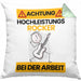 Rocker Kissen mit Füllung 40x40 Geschenk Lustiger Spruch Geschenkidee für Rocker Achtung Hochleistungs Rocker Bei Der Arbeit (Grau) Grün Trendation