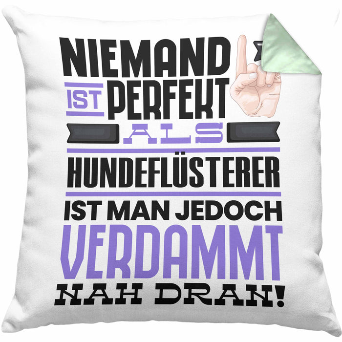 Hundeflüsterer Geschenk Kissen mit Füllung 40x40 Lustige Geschenkidee für Hundeflüsterer Geburtstag Niemand Ist Perfekt Aber Als Hundeflüsterer Ist Man Nah Dran (Grau) Grün Trendation