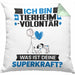 Tierheimvolontär Kissen mit Füllung 40x40 Geschenk für Tierheimvolontär Geburtstag Lustiger Spruch Was Ist Deine Superkraft (Grau) Grün Trendation