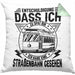 Straßenbahn-Fan Geschenk Kissen mit Füllung 40x40 Entschuldigung Dass Ich Zu Spät Bin Ich Habe Eine Straßenbahn Gesehen (Grau) Grün Trendation