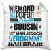 Cousin Geschenk Kissen mit Füllung 40x40 Lustige Geschenkidee für Cousin Geburtstag Niemand Ist Perfekt Aber Als Cousin Ist Man Nah Dran (Grau) Grün Trendation