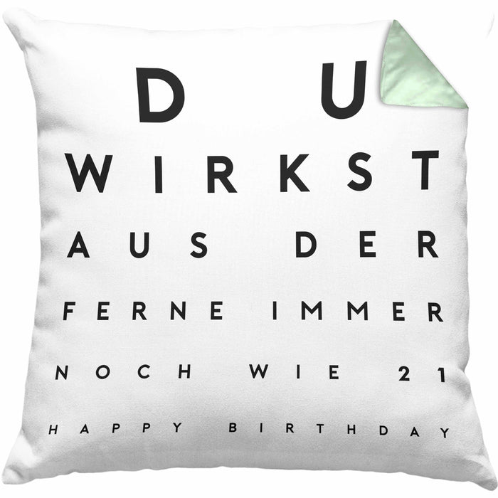 Happy Birthday Kissen mit Füllung 40x40 Du Wirst Aus Der Ferne Immer Noch Wie 21 Geburtstag Geschenkidee Männer Frauen Geschenk zum Geburtstag (Grau) Grün Trendation