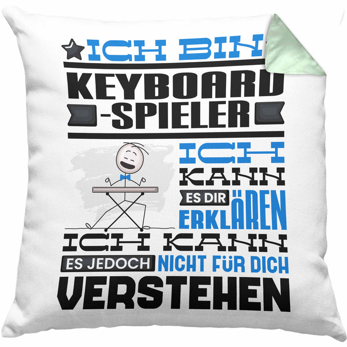Keyboard-Spieler Geschenk Kissen mit Füllung 40x40 Geschenkidee für Keyboard-Spieler Geburtstag Lustig Ich Bin Keyboard-Spieler Ich Kann Es Dir Erklären Aber Nicht Für Dich Verstehen (Grau) Grün Trendation